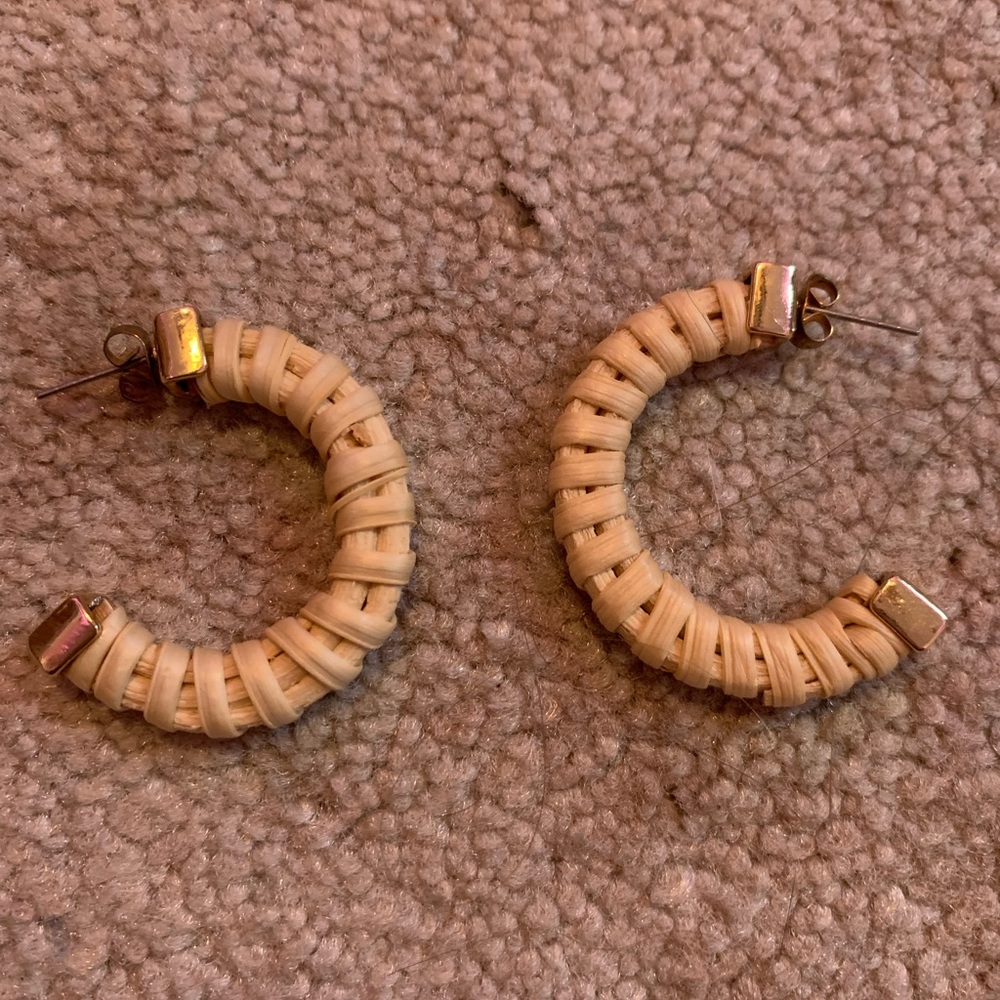wood-esque dangly hoop earrings